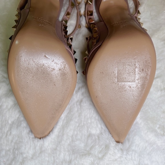❤️SOLD❤️Valentino rockstud smooth leather slingbacks pumps 37 - Picture 7 of 11